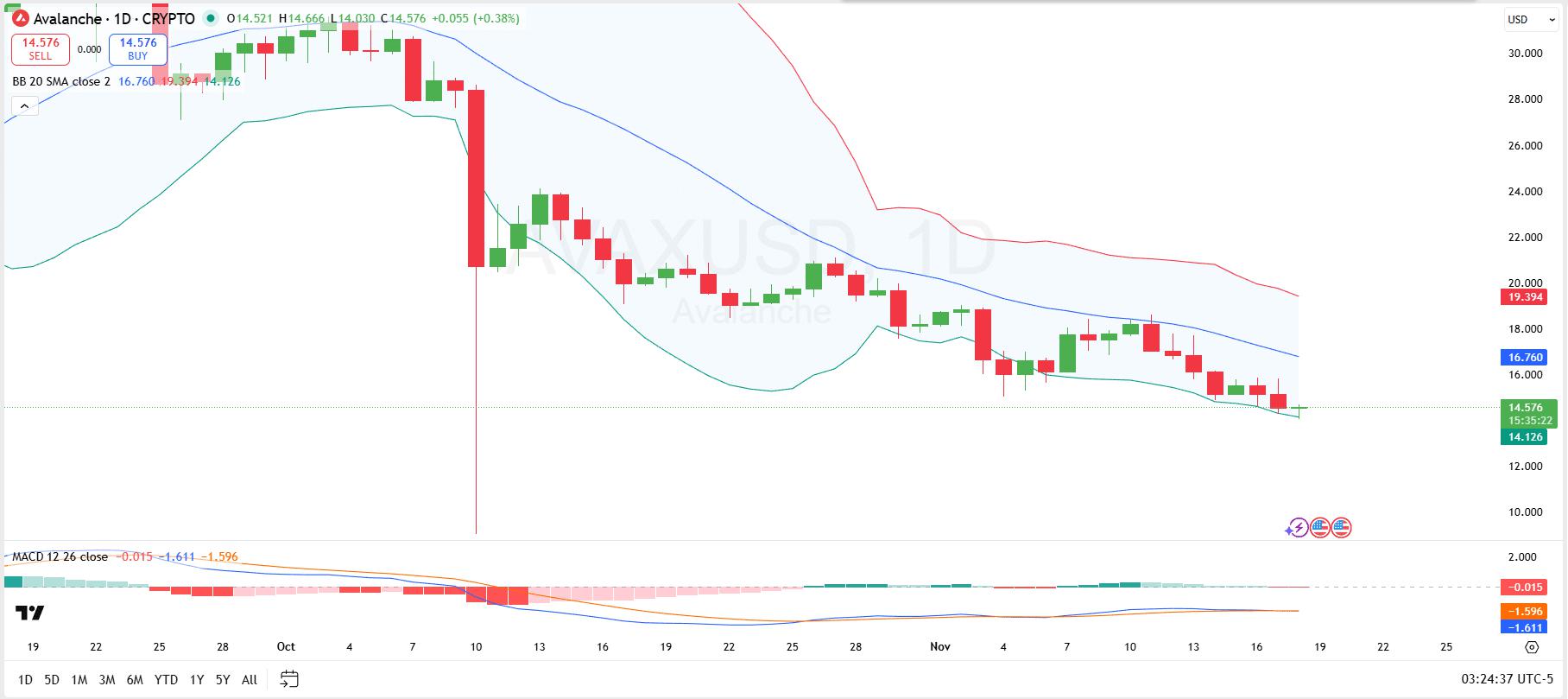 Avalanche股价能否在258万美元市场清算后从支撑位反弹?